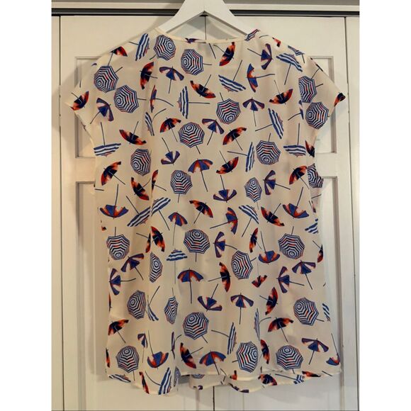 Talbots printed nautical beach umbrella blouse XL - Picture 5 of 9